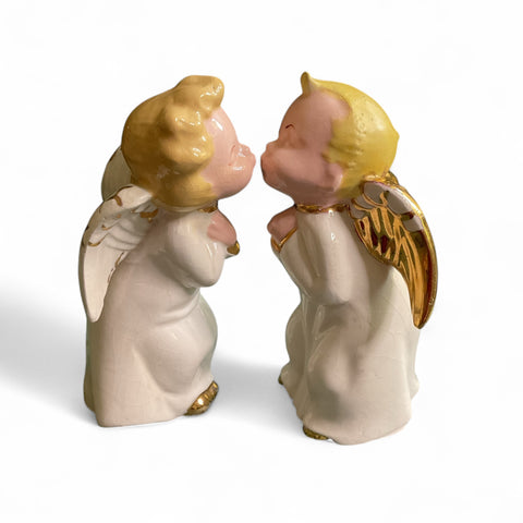 Vintage Kissing Angels Ceramic Christmas Figurines