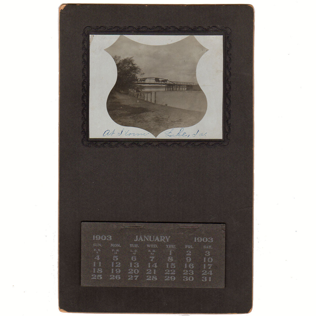 Antique 1903 Calendar Storm Lake Iowa Bridge Antique 1903 Calendar Storm Lake Iowa Bridge