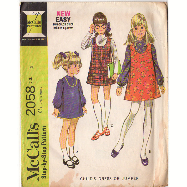 McCall's 2058 Vintage 1960s Girls A Line Dress Sewing Pattern McCalls Avid Vintage McCall's 2058 Vintage 1960s Girls A Line Dress Sewing Pattern McCalls Avid Vintage