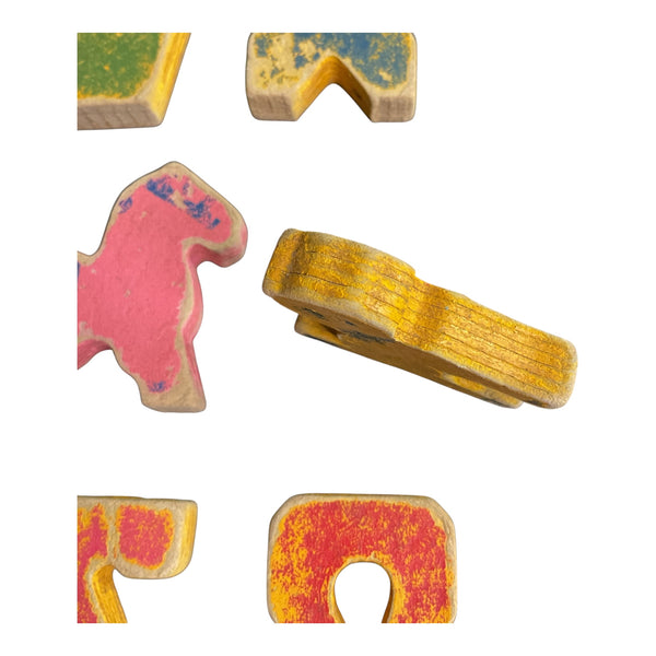 Thick Cardboard Vintage Letters Numbers and Animals Toys Game Pieces