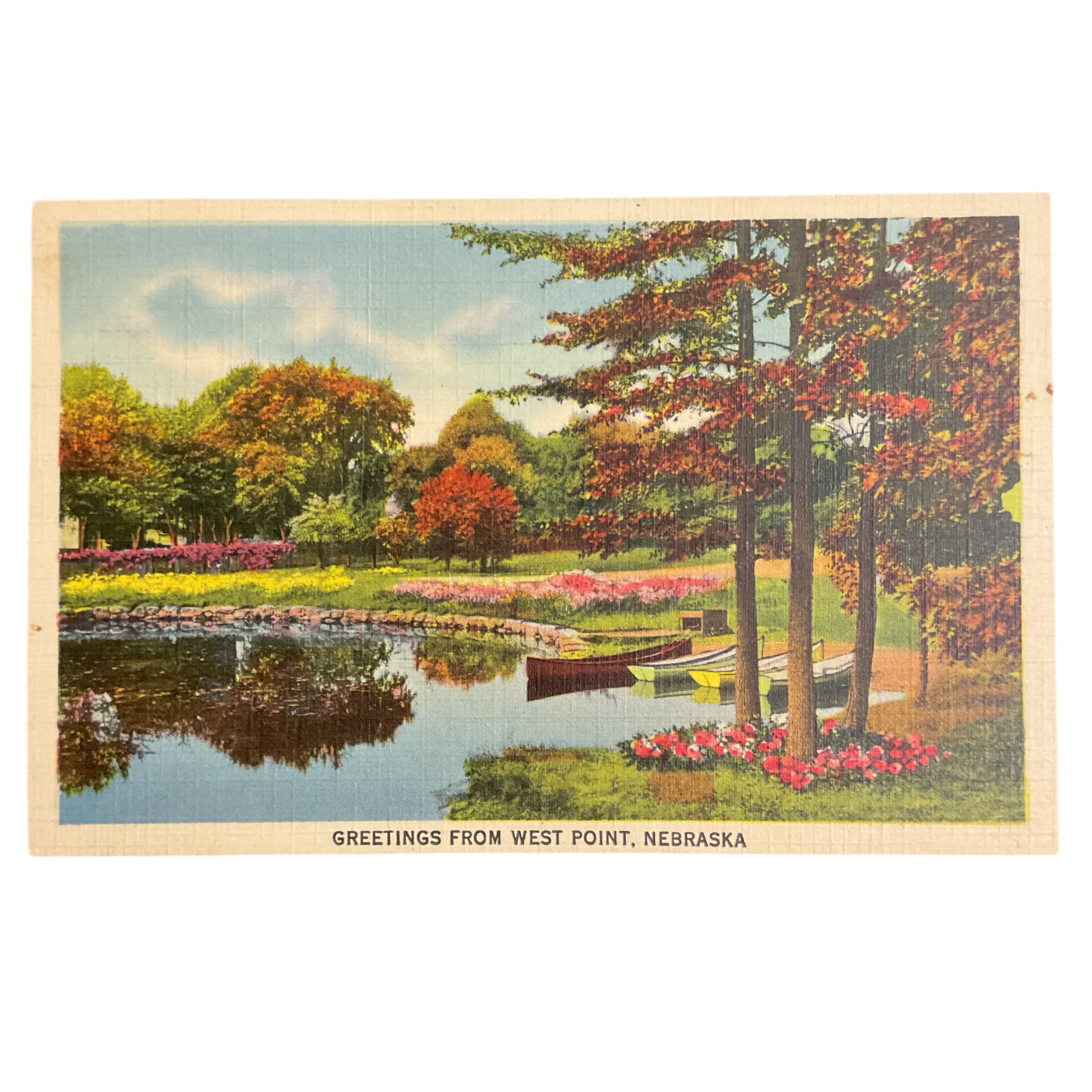 Vintage Postcard Greetings From West Point Nebraska Lake View