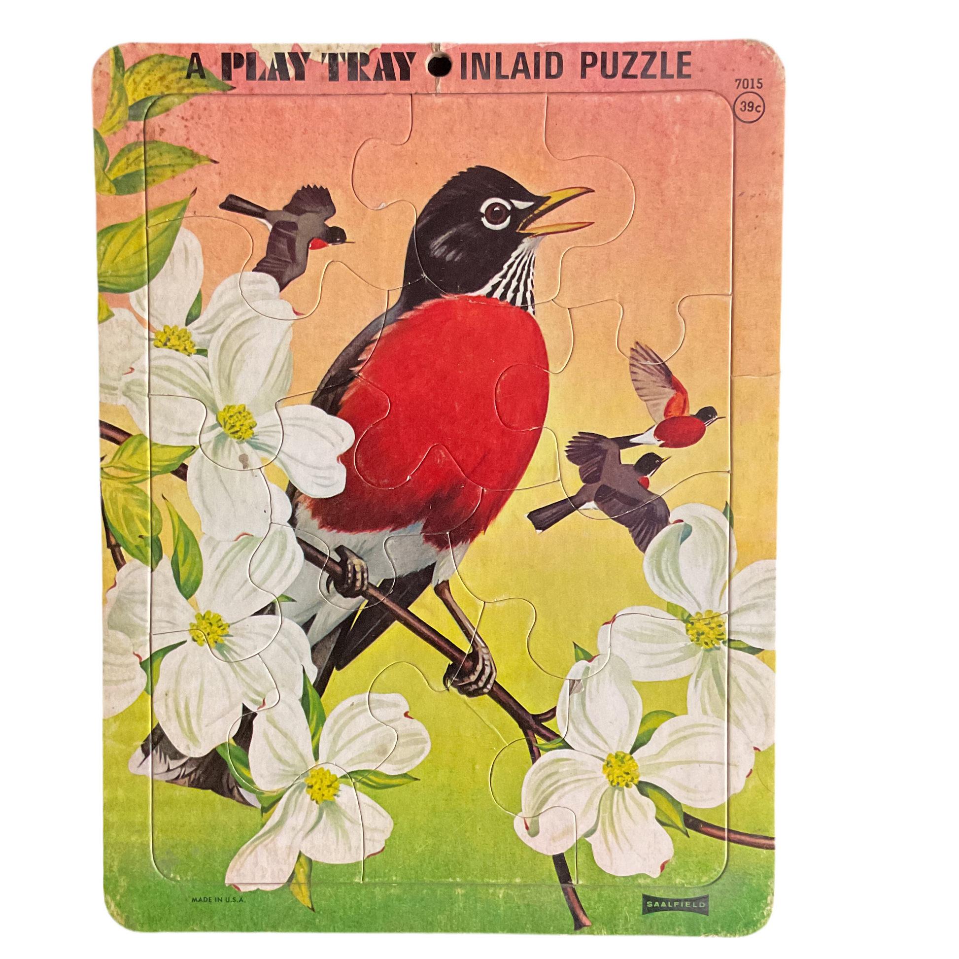 A Play Tray Inlaid Puzzle for Children 4 Robins Vintage 1960s Saalfield - Avid Vintage