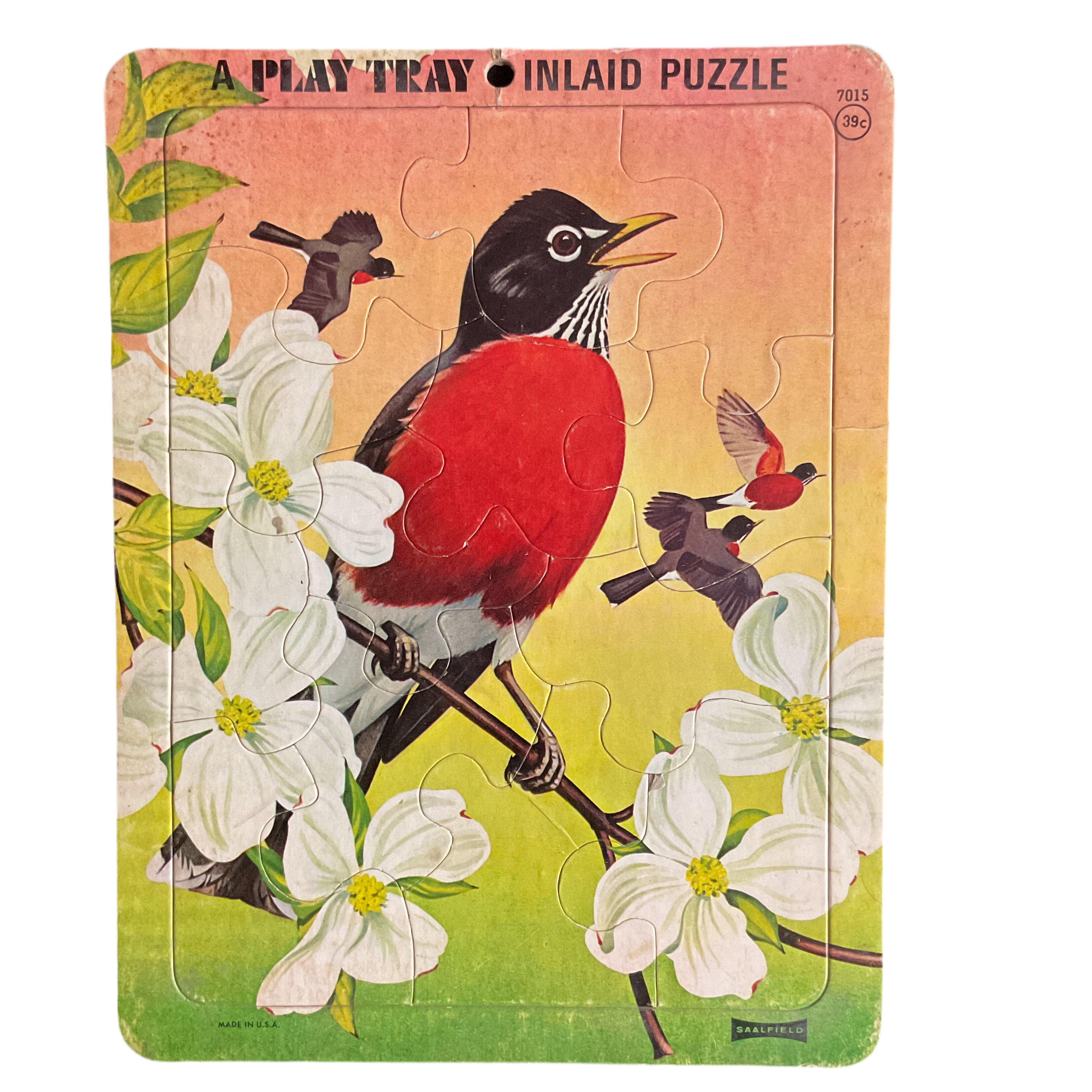A Play Tray Inlaid Puzzle for Children 4 Robins Vintage 1960s Saalfield - Avid Vintage