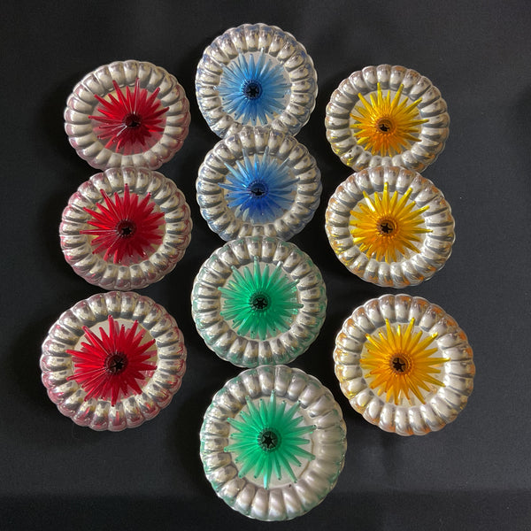Vintage Atomic Starburst Mid Century Christmas Light Covers Set of 10