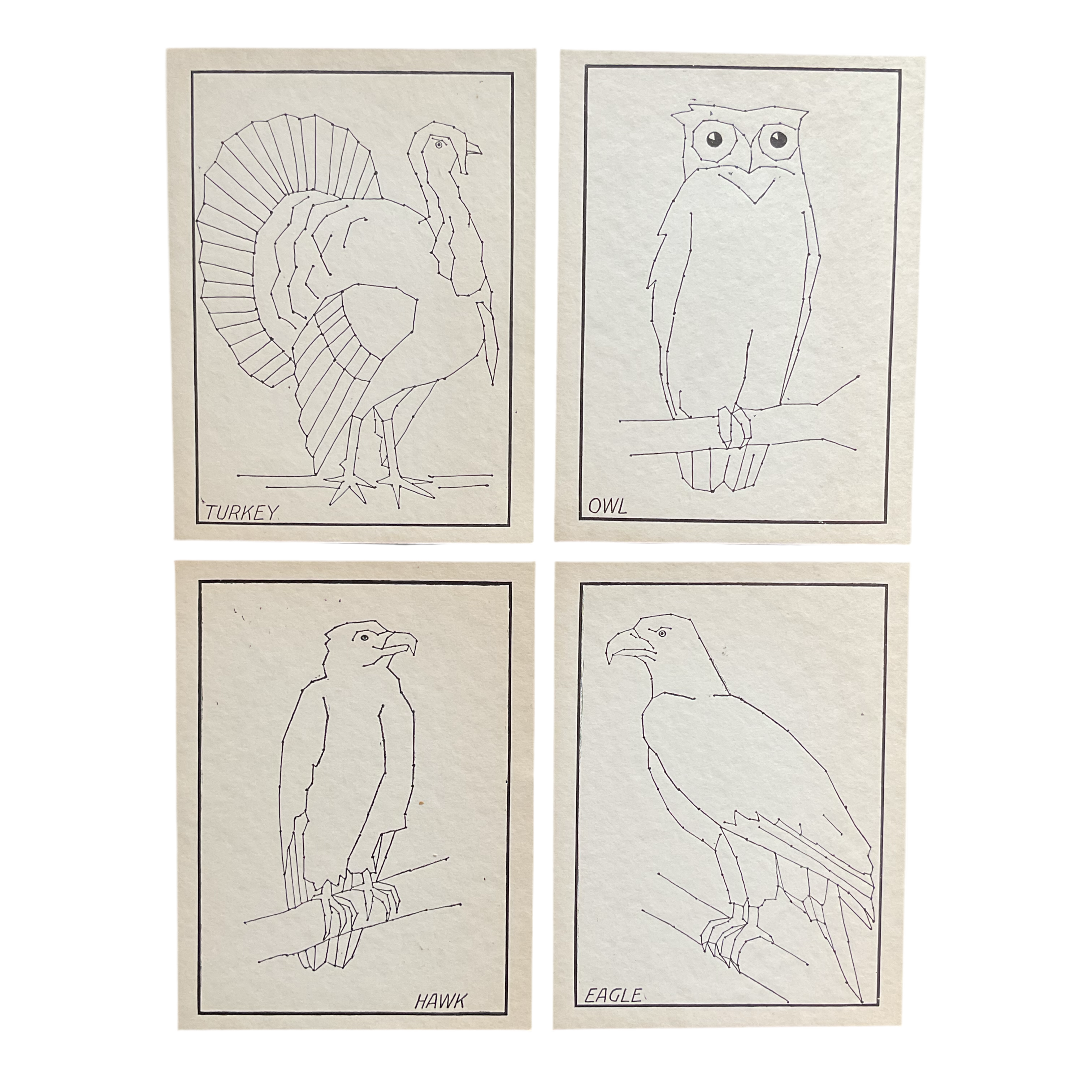 4 Vintage Children’s Sewing Cards A. Flanagan Company Birds