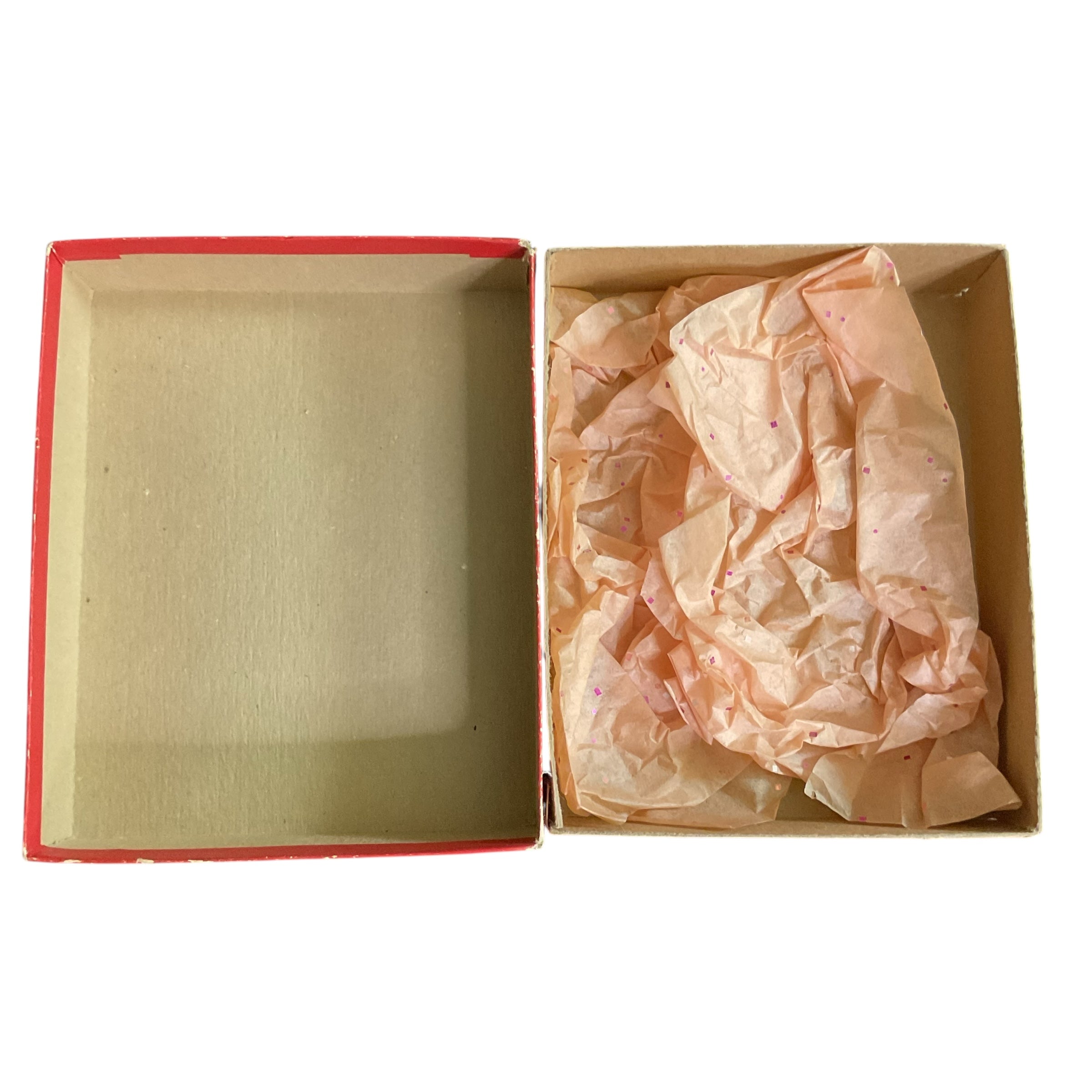 Vintage Christmas Card Box Lit Candles Red Poinsettias