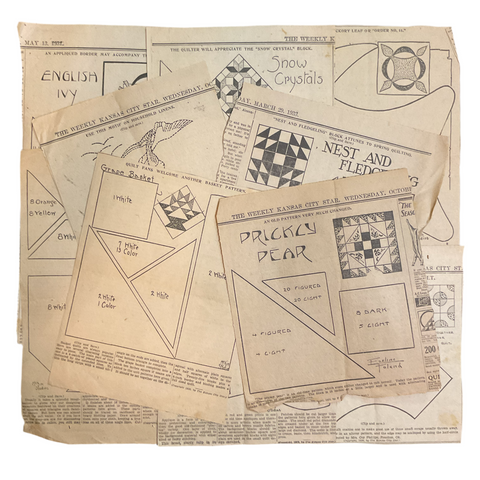 10 Vintage Original Kansas City Star Newspaper 1930s Quilt Patterns Clippings