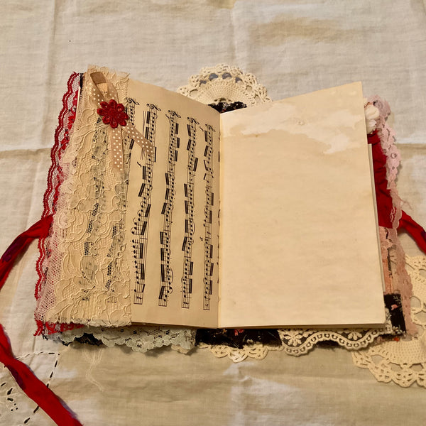 Victorian Junk Journal Handmade Red and Black Themed Tags Pockets OOAK