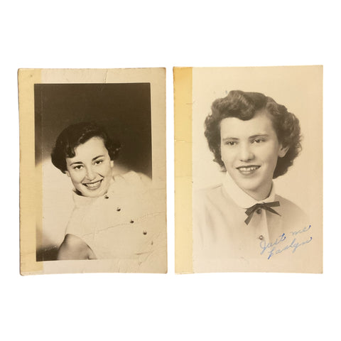 2 Vintage 1950s B&W Senior Pictures Young Women