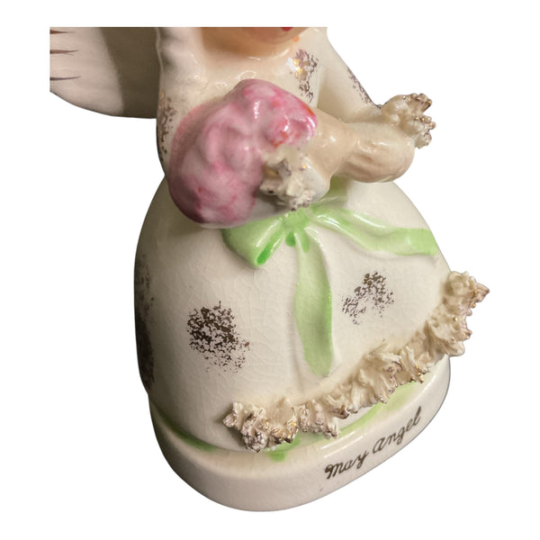 Vintage May Angel Napcoware Japan Ceramic Figurine Spaghetti Trim