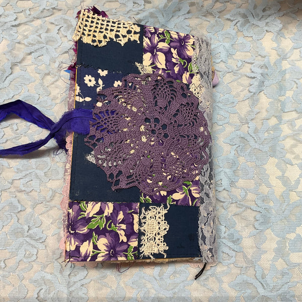 Handmade Victorian Junk Journal Purple Themed Tags Pockets Lace OOAK