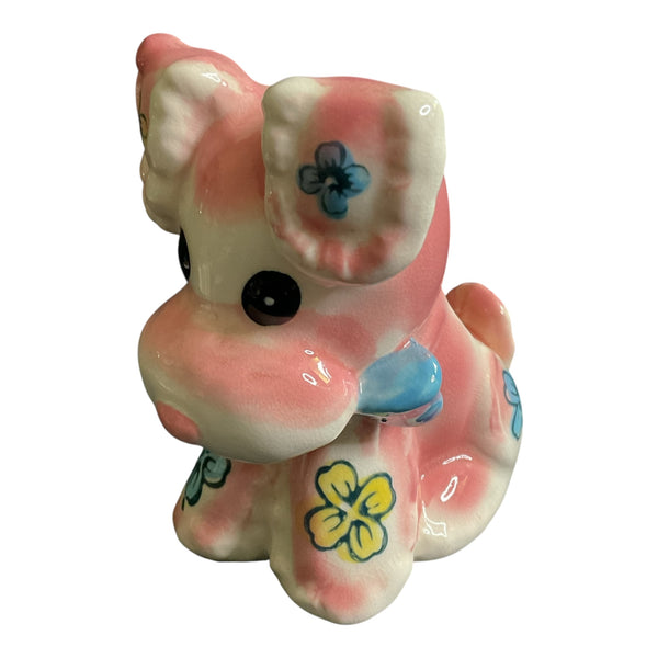 Vintage Pink Flower Puppy Dog Ceramic Planter Marilyn Exclusive