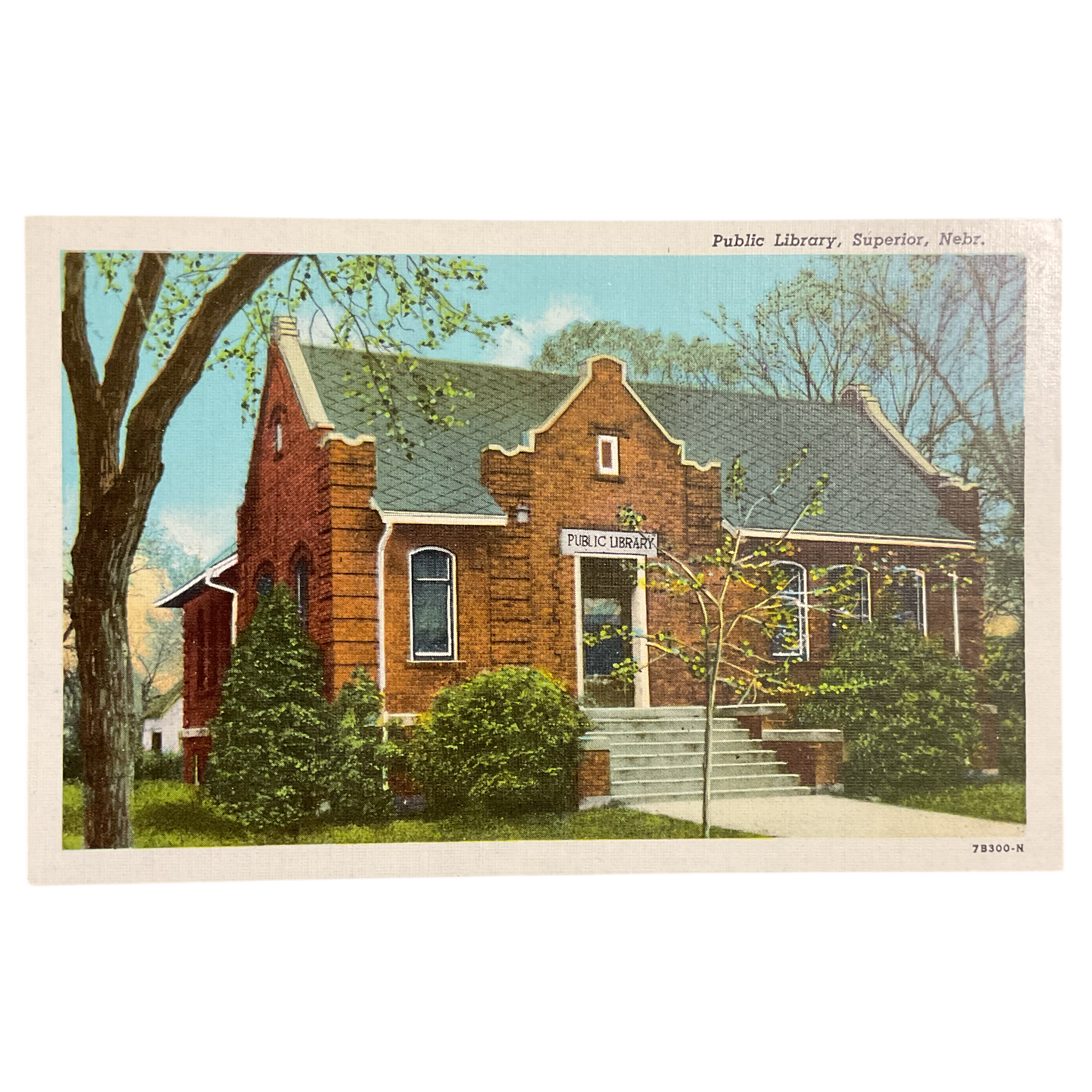 Superior Nebraska Vintage Town View Postcard Public Library