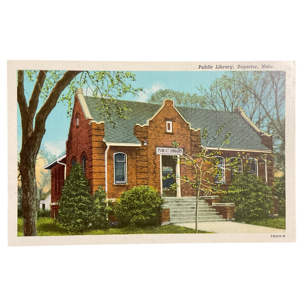 Superior Nebraska Vintage Town View Postcard Public Library