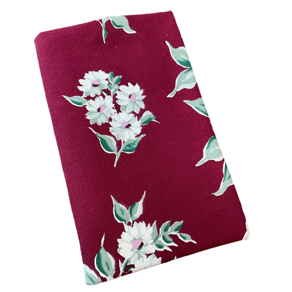 Vintage Startex Tablecloth Square Floral Burgundy 48 x 50