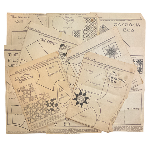 10 Vintage Original Kansas City Star Quilt Patterns 1930s Newspaper Clippings
