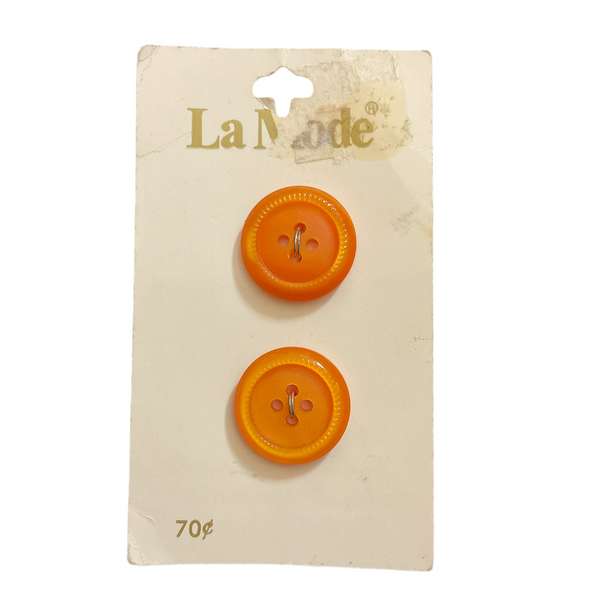 Vintage 91407 La Mode Yellow 4 Hole Buttons 2 on Card