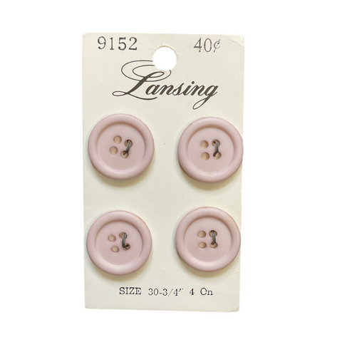 Vintage 9152 Lansing 3/4 Pastel Purple Plastic 4 Hole Buttons 4 on Button Card