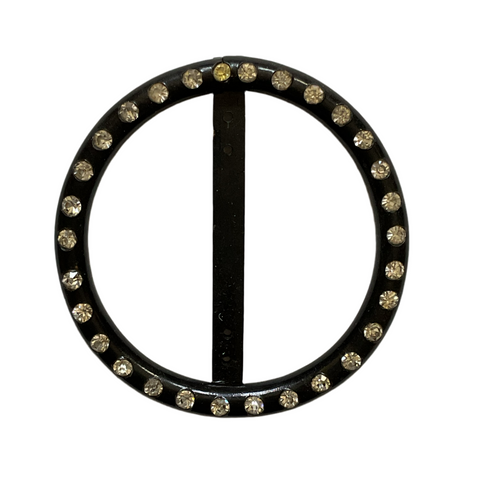 Vintage Black Rhinestone Plastic Belt Buckle