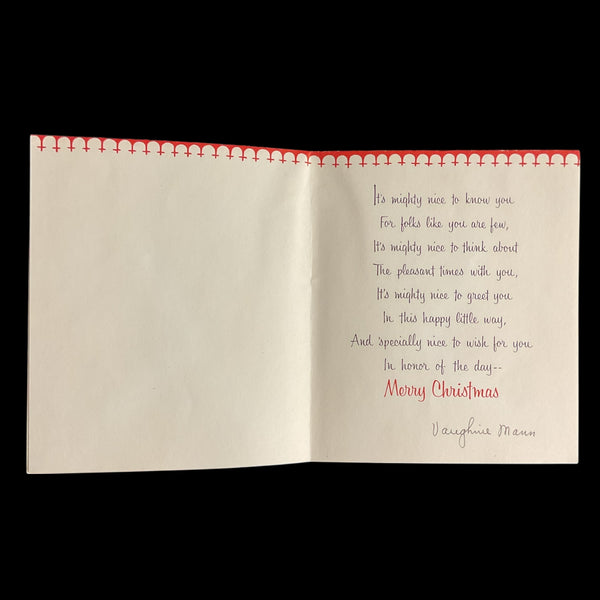 Vintage 1960s Hallmark Christmas Card Silver Indent Ornaments USED