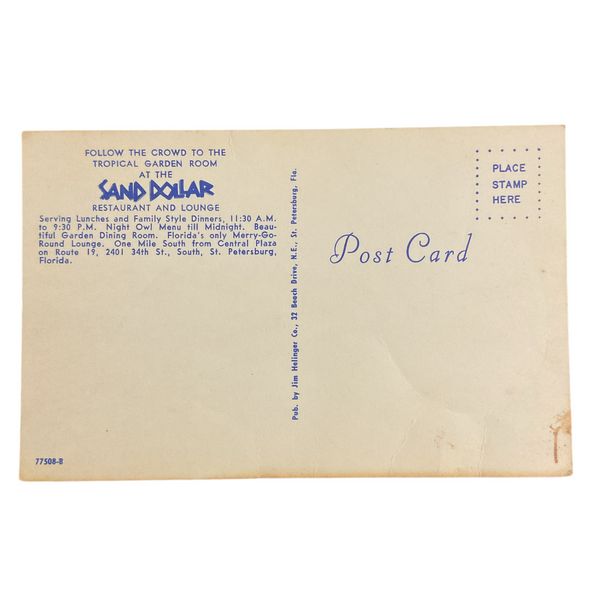 Vintage Postcard Sand Dollar Restaurant St Peter’s Florida