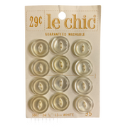 Le Chic White 2 Hole Buttons 12 on Card No 5662
