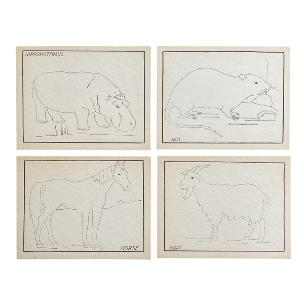 4 Vintage Children’s Sewing Cards Horse Goat A. Flanagan Company