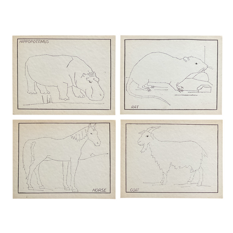 4 Vintage Children’s Sewing Cards Horse Goat A. Flanagan Company