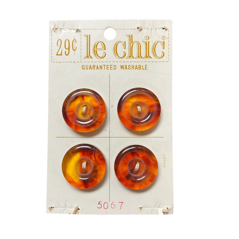Le Chic Faux Brown Tortoiseshell Buttons on Card Lot of 4