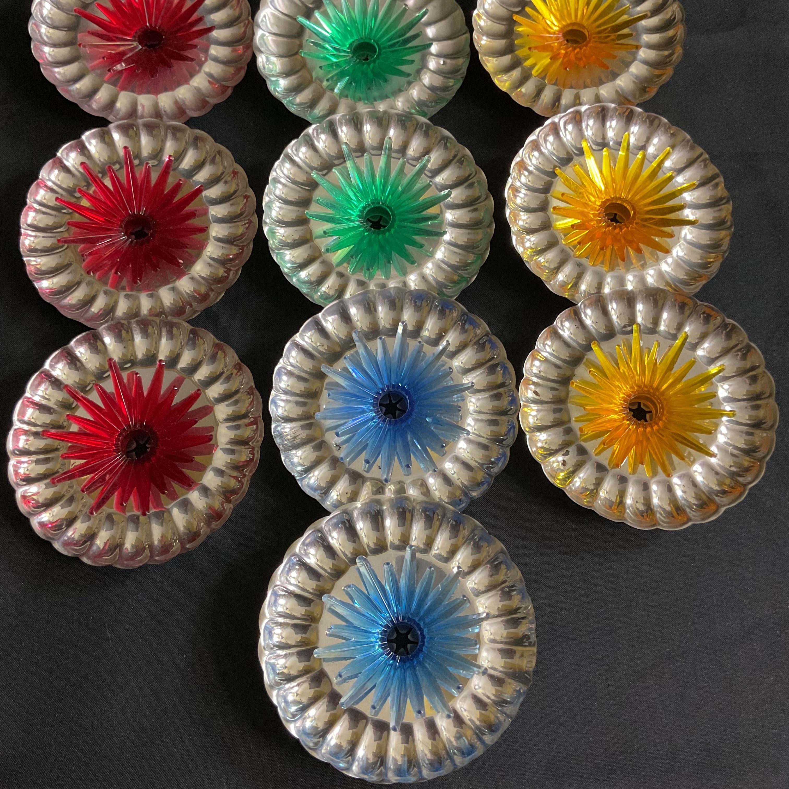 Vintage Atomic Starburst Mid Century Christmas Light Covers Set of 10