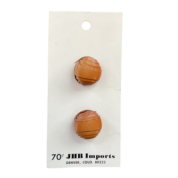 JHB Imports 5/8 Shank Buttons 2 on Card Faux Brown Leather