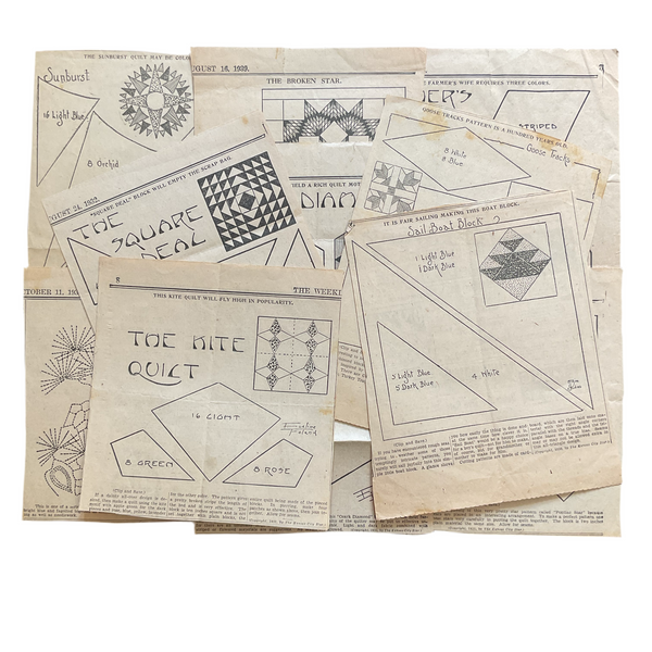 10 Vintage Original 1930s Kansas City Star Newspaper Quilt Patterns