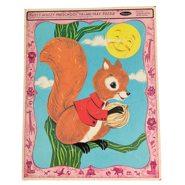 Vintage Fuzzy Wuzzy Squirrel 1967 Frame Tray Puzzle Whitman 4422