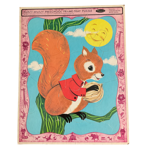 Vintage Fuzzy Wuzzy Squirrel 1967 Frame Tray Puzzle Whitman 4422