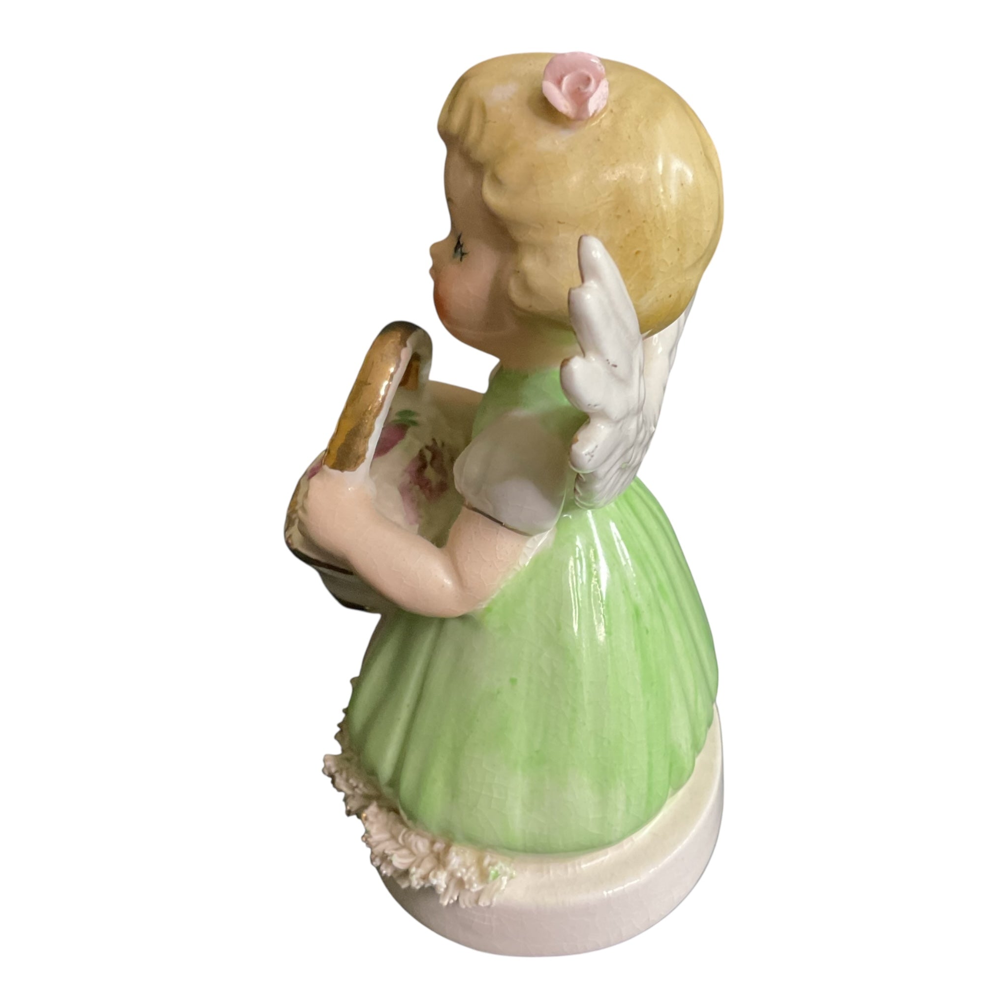 Vintage Friday Angel Ceramic Japan Figurine Spaghetti Trim - Avid Vintage