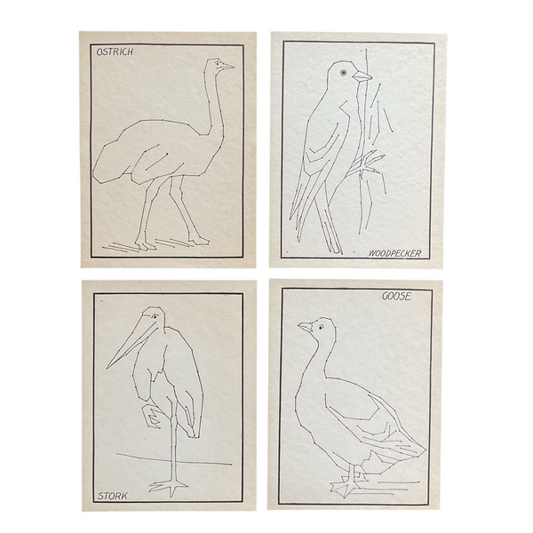 4 Vintage Children’s Sewing Cards Birds A. Flanagan Company