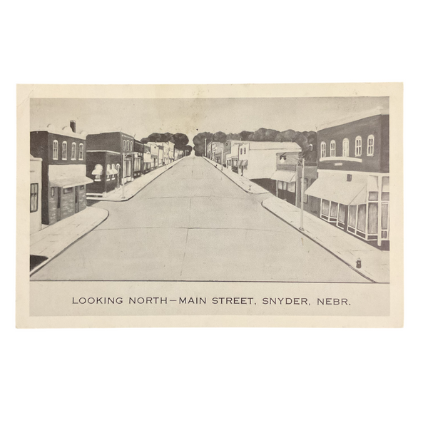 Vintage Postcard Main Street Looking North Snyder Nebraska