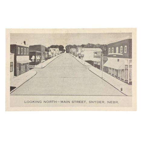 Vintage Postcard Main Street Looking North Snyder Nebraska