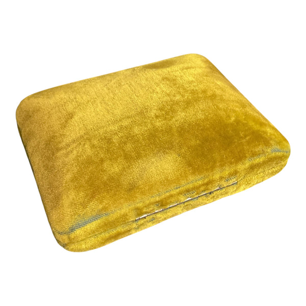 Vintage Gold Velvet Jewelry Box Necklace Pendant Holder MOP Mother of Pearl Clasp