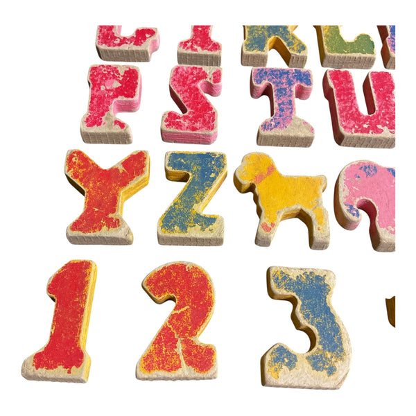 Thick Cardboard Vintage Letters Numbers and Animals Toys Game Pieces