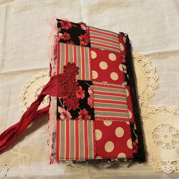 Victorian Junk Journal Handmade Red and Black Themed Tags Pockets OOAK