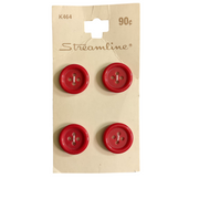Streamline Red 4 Hole Buttons 4 on Card No K464
