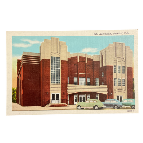 Vintage Town View Postcard City Auditorium Superior Nebraska