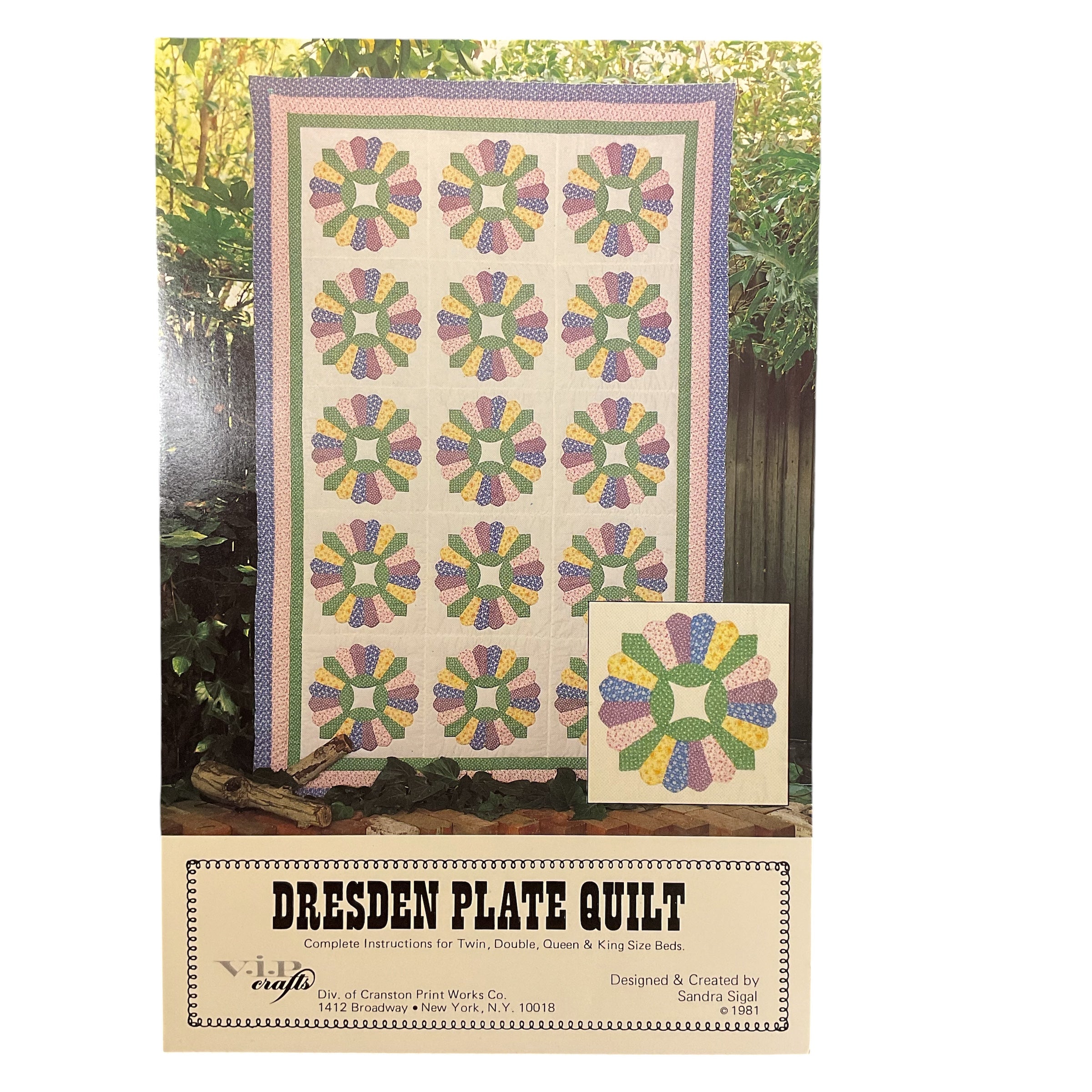 Dresden Plate Quilt Pattern Vintage 1981 V.I.P. Crafts Instructions
