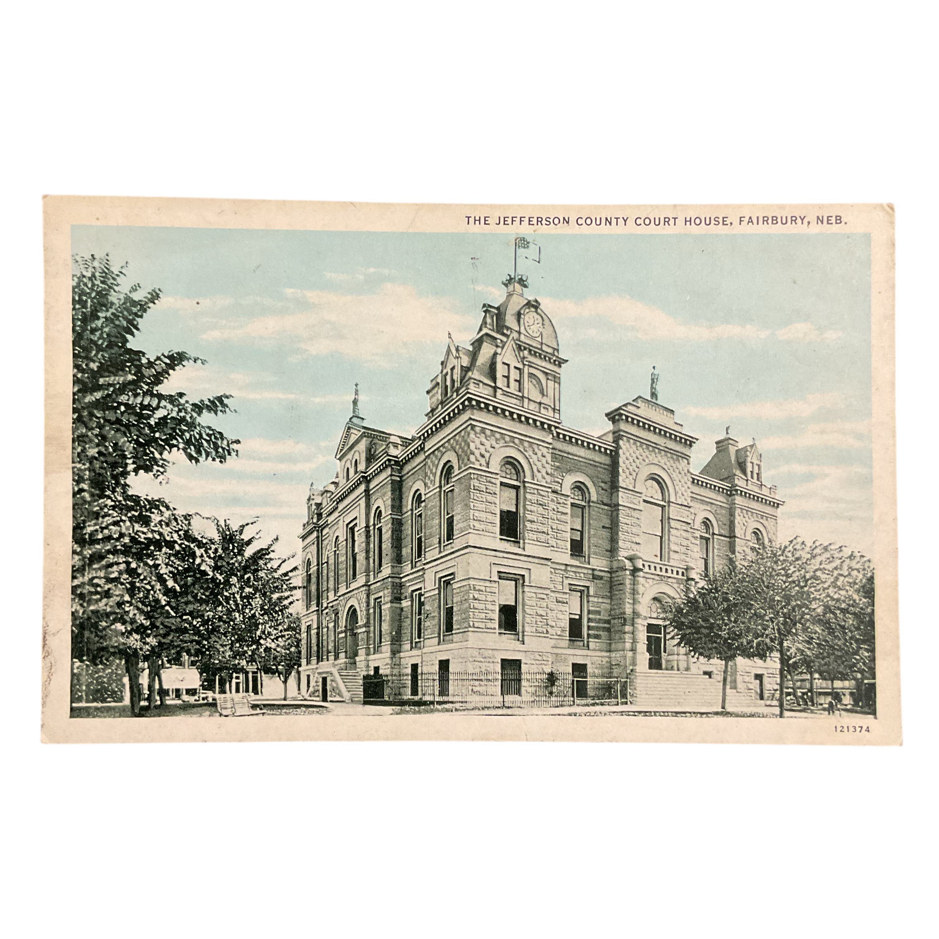 Vintage Town View Postcard Fairbury Nebraska Court House
