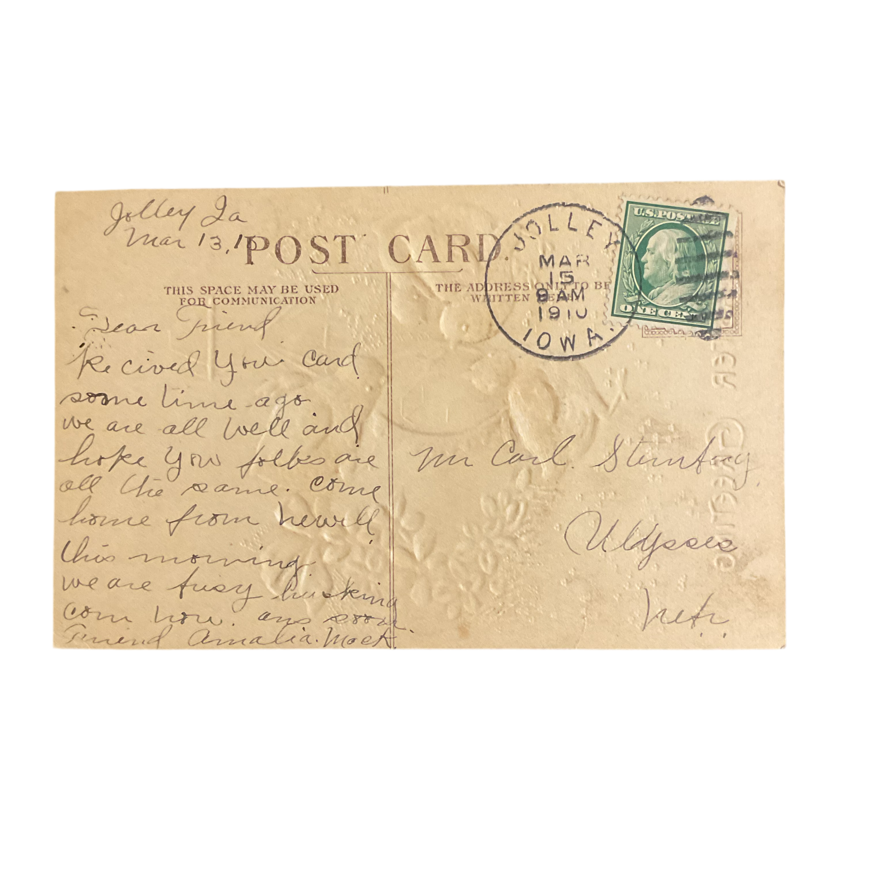 Vintage Easter Postcard Baby Chicks Egg and Violets