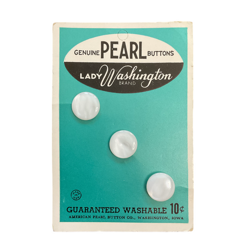 Vintage Pearl Buttons 1/2 Lady Washington Shank Buttons 3 on Button Card