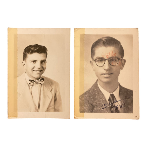 2 Vintage 1950s B&W Senior Pictures School Ephemera Young Men