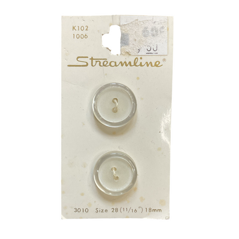 Vintage K102 Streamline 11/16 Clear Frosted 2 Hole Buttons 2 on Button Card