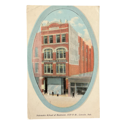 Vintage 1910s Town View Postcard Business School Lincoln Nebraska